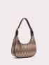 Chevron Pattern Zipper Hobo Bag