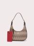 Chevron Pattern Zipper Hobo Bag