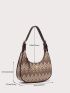 Chevron Pattern Zipper Hobo Bag