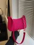 Mini Neon Pink Chain Baguette Bag