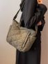 Quilted Detail Top Handle Bag