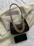 Mini Glitter Chain Decor Hobo Bag