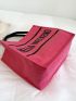 Neon Pink Letter Print Shopper Bag