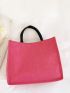 Neon Pink Letter Print Shopper Bag