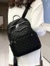 Argyle Quilted Studded Decor Functional Backpack