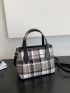 Mini Plaid Pattern Double Handle Square Bag