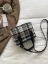 Mini Plaid Pattern Double Handle Square Bag