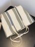 Striped Pattern Tote Bag, Fashion Canvas Shoulder Bag, Women's Large Capacity Handbag, Mothers Day Gift For Mom