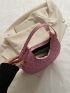 Quilted Pattern Shoulder Bag Minimalist Hobo Bag