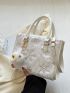 Snowflake Pattern Fuzzy Square Bag With Bag Charm