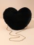 Heart Design Fuzzy Chain Novelty Bag