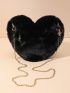 Heart Design Fuzzy Chain Novelty Bag