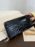 Crocodile Embossed Zipper Long Wallet