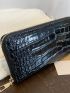 Crocodile Embossed Zipper Long Wallet