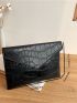 Crocodile Embossed Flap Square Bag