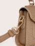 Mini Lizard Embossed Flap Satchel Bag