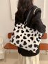 Heart Pattern Fluffy Shoulder Tote Bag