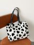 Heart Pattern Fluffy Shoulder Tote Bag