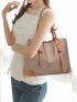 Contrast Binding Shoulder Tote Bag