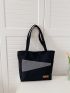 Two Tone Letter Patch Decor Shopper Bag