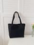 Two Tone Letter Patch Decor Shopper Bag