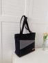 Two Tone Letter Patch Decor Shopper Bag