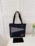 Two Tone Letter Patch Decor Shopper Bag