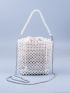 Mini Faux Pearl Beaded Chain Square Bag