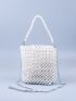 Mini Faux Pearl Beaded Chain Square Bag