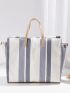 Striped Pattern Top Handle Bag