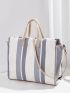 Striped Pattern Top Handle Bag