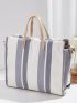 Striped Pattern Top Handle Bag