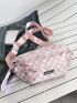 Checkered Pattern Letter Patch Decor Waist Bag