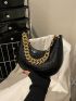 Crocodile Embossed Chain Hobo Bag