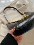 Crocodile Embossed Chain Hobo Bag