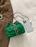 Mini Quilted Faux Pearl Decor Chain Bucket Bag