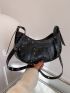 Crocodile Embossed Studded Decor Hobo Bag