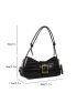 Crocodile Embossed Buckle Decor Baguette Bag