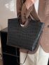 Crocodile Embossed Top Handle Bag