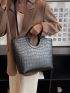 Crocodile Embossed Top Handle Bag