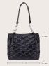 Quilted Detail Chain Decor Shoulder Tote Bag