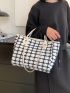 Plaid Pattern Chain Top Handle Bag