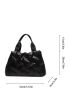 Quilted Detail Tote Bag, Fashion Double Handle Bag Women's Stylish Handbag For Work & School