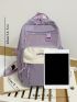 Letter Patch Decor Functional Backpack