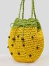 VCAY Two Tone Bead Decor Straw Bag