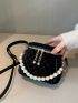 Mini Rhinestone & Faux Pearl Decor Bucket Bag