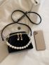 Mini Rhinestone & Faux Pearl Decor Bucket Bag