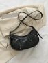 Crocodile Embossed Studded Decor Hobo Bag