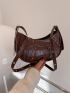 Crocodile Embossed Studded Decor Hobo Bag