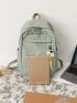 Letter Embroidered Functional Backpack With Bee Charm